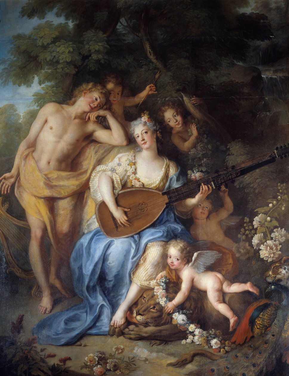 Detalj av "" Porträtt av hertiginnan av Villars"" född Angelique de Varangeville (1683 -?). Målning av Antoine Coypel (1661-1722) av Antoine Coypel