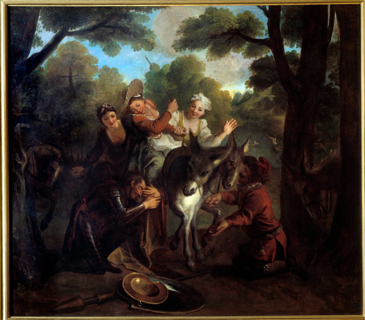 Don Quijote fusk av sancho tar en bonde för dulcinee. "Den geniale gentlemannen Don Quijote från La Mancha" av Miguel de Cervantes Saavedra (1547-1616). Målning av Charles Antoine Coypel (1694-1752) av Antoine Coypel