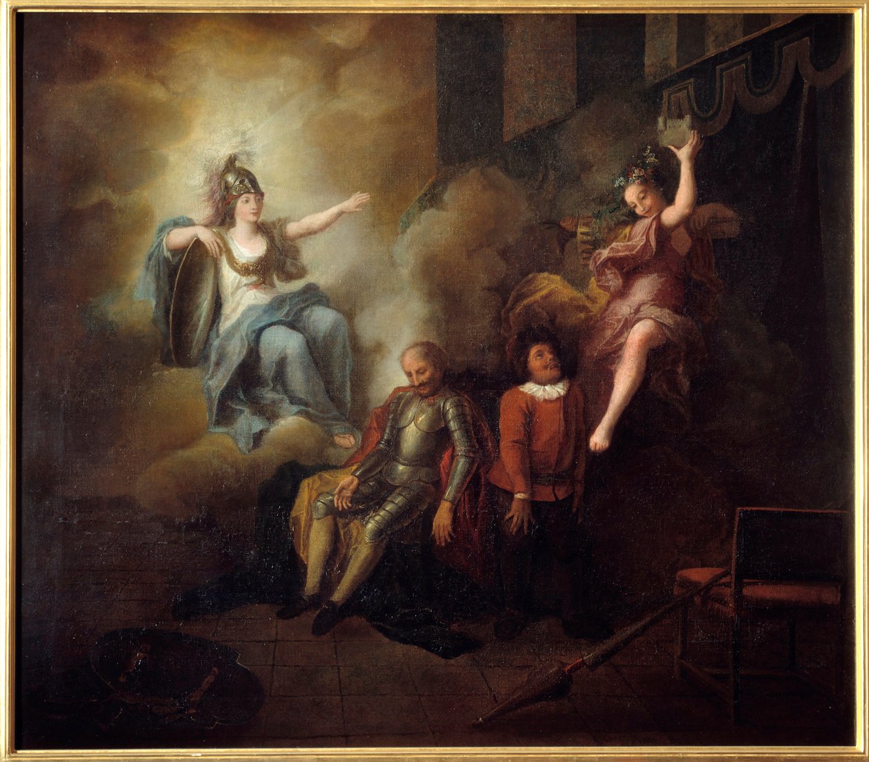 Don Quijote njuter av sin galenskap genom visdom. "Den geniale gentlemannen Don Quijote från La Mancha" av Miguel de Cervantes Saavedra (1547-1616). Målning av Charles Antoine Coypel (1694-1752), mellan 1714 och 1734. Olja på duk. Mått: 1,24 x 1,42 m. Comp av Antoine Coypel