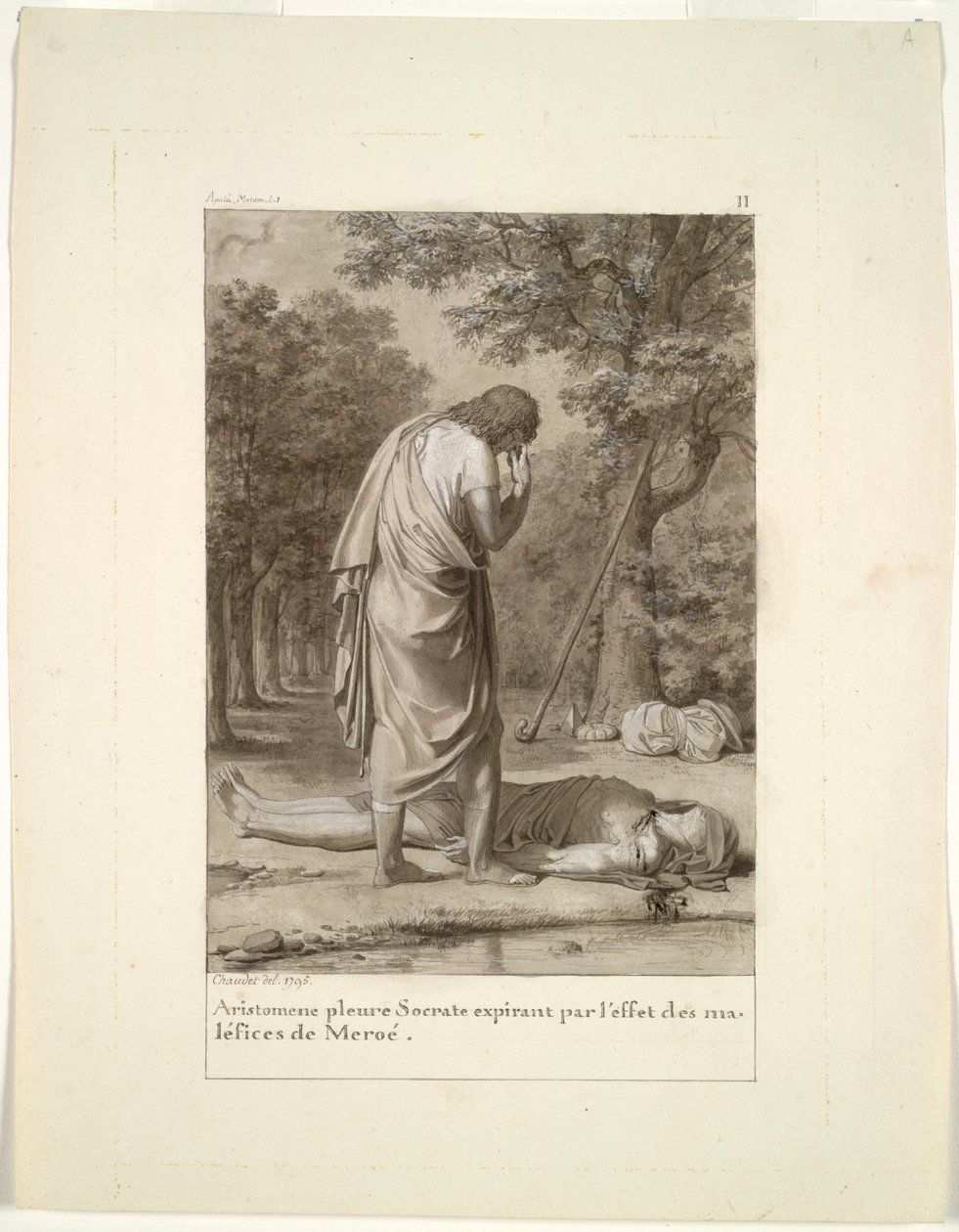 Aristomenes sörjer Sokrates död från Meroës förtrollning...The Golden Ass, 1795. av Antoine Denis Chaudet