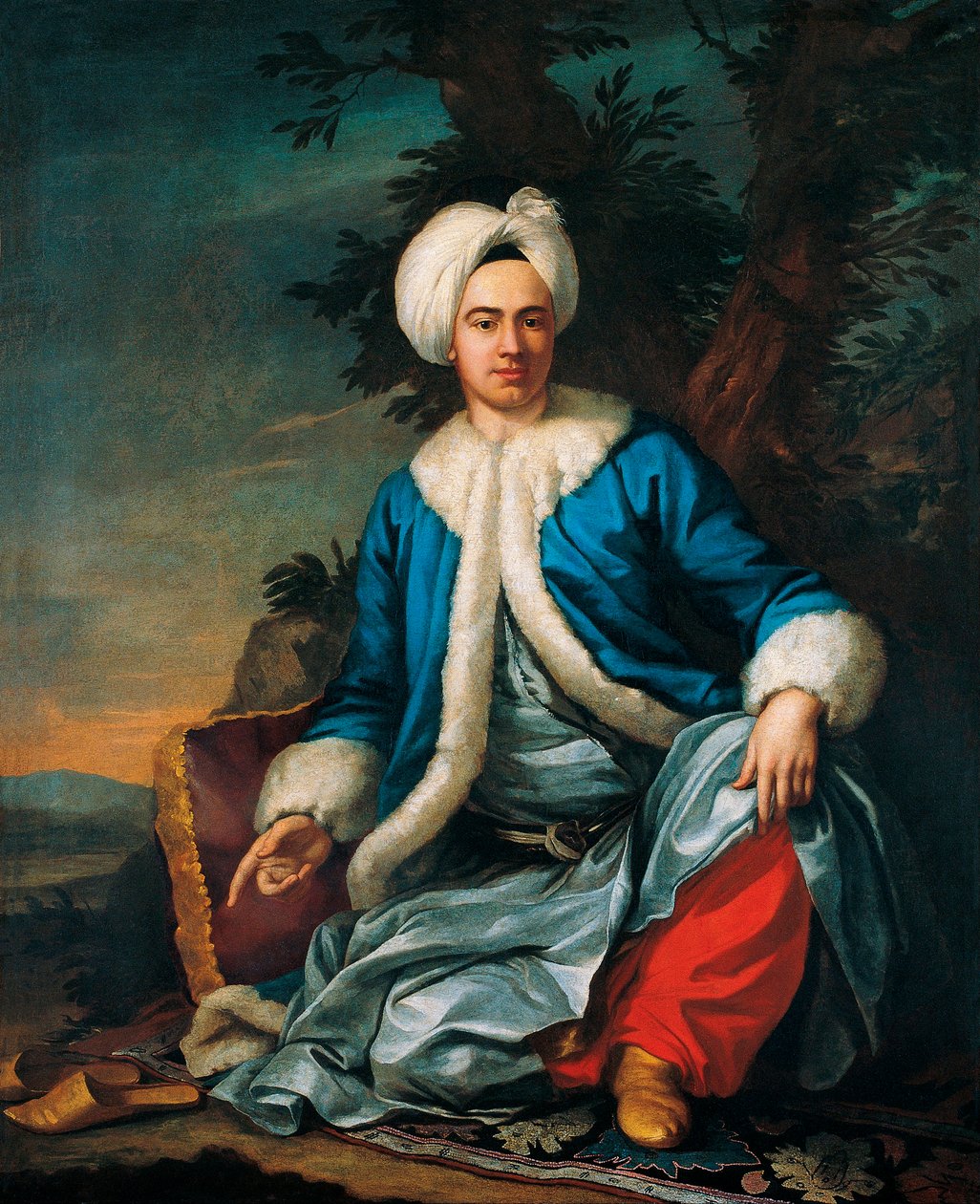 Porträtt av en europé i turkisk kostym - Målning av Antoine de Favray (1706-1791), olja på duk (146x119 cm), andra hälften av 1700-talet, fransk konst - Pera Museum, Istanbul (Turkiet) av Antoine Favray