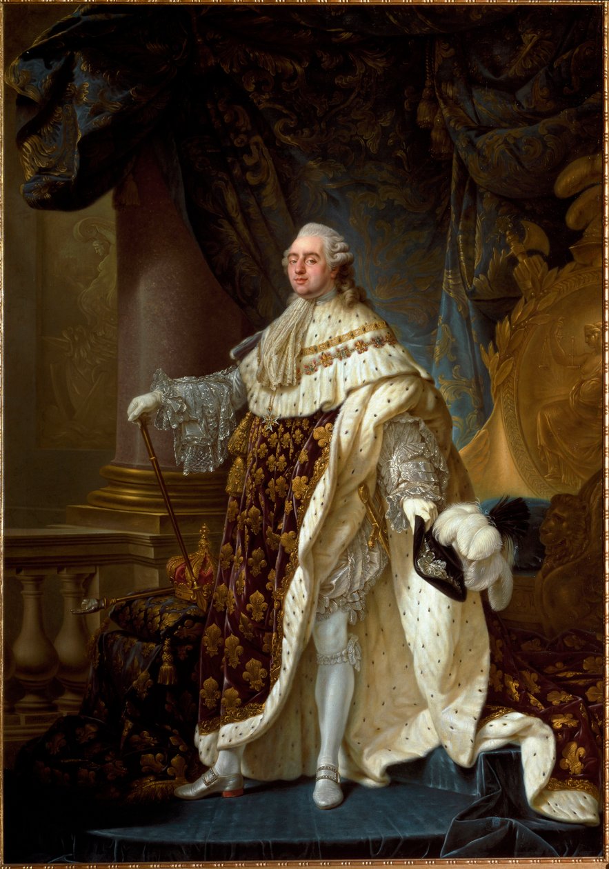 Porträtt av Ludvig XVI med kröningsklänningen, ca 1781 (olja på duk) av Antoine François Callet