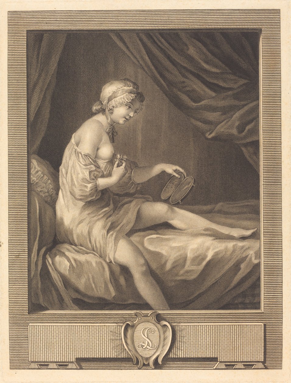 Rosebudsjämförelsen av Antoine Francois Dennel after Gabriel Jacques de Saint Aubin