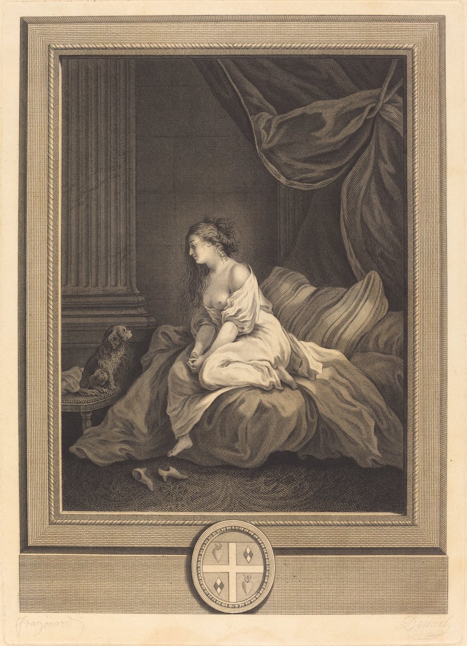 Om han vore mig så trogen av Antoine Francois Dennel after Jean Honoré Fragonard