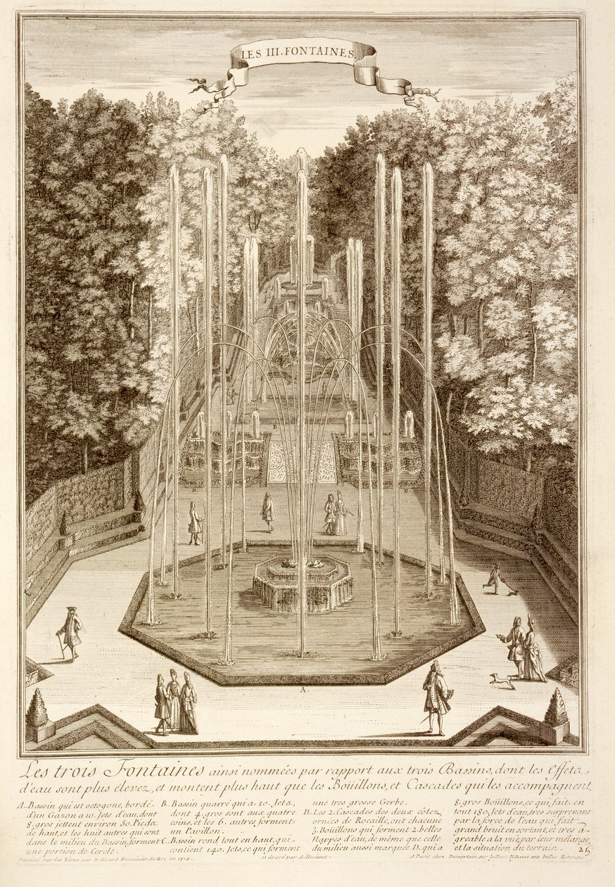 De tre fontänerna, Versailles, 1714 av Antoine Herriset