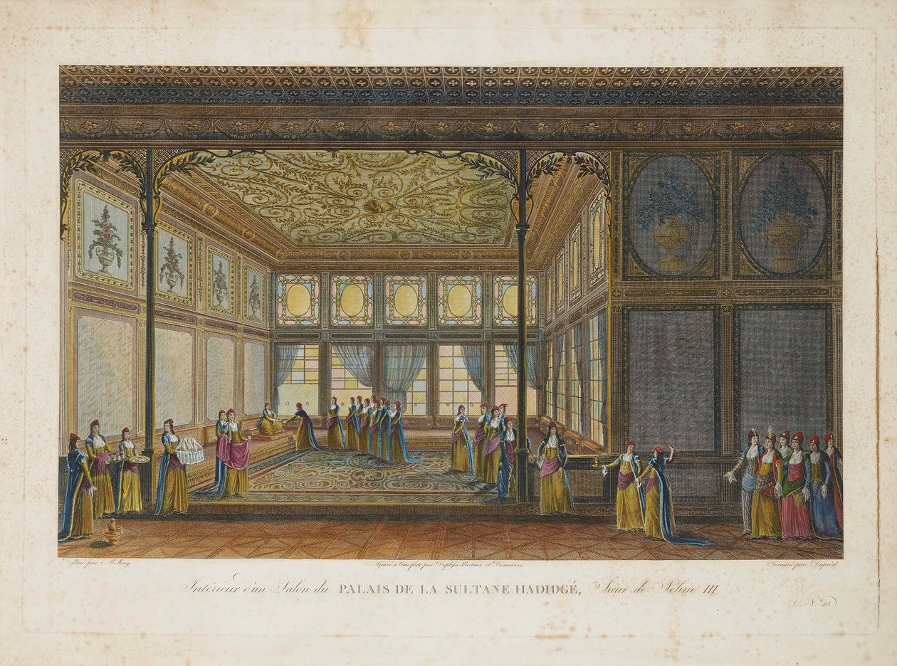 Interiör i palatset av prinsessan Hatice Sultan, halvsyster till Sultan Selim III, ca. 1810. av Antoine Ignace Melling