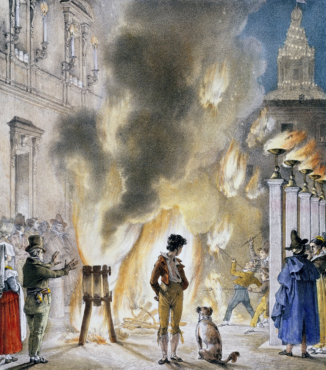 Lite fyrverkerier på Palazzo Madama, av Antoine-Jean-Baptiste Thomas (1791-1833), tryck taget från Un an a Rome et dans ses environs (Ett år i Rom och dess omgivningar). Italien av Antoine Jean Baptiste Thomas