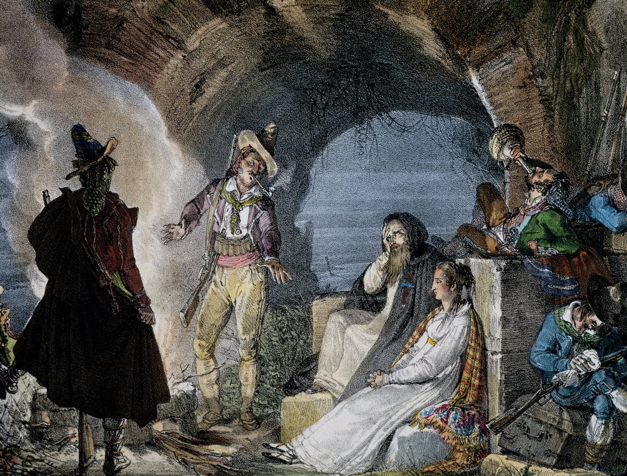 Robbers den, av Jean-Baptiste-Antoine Thomas (1791-1834) från Un an a Rome, litografi av Antoine Jean Baptiste Thomas