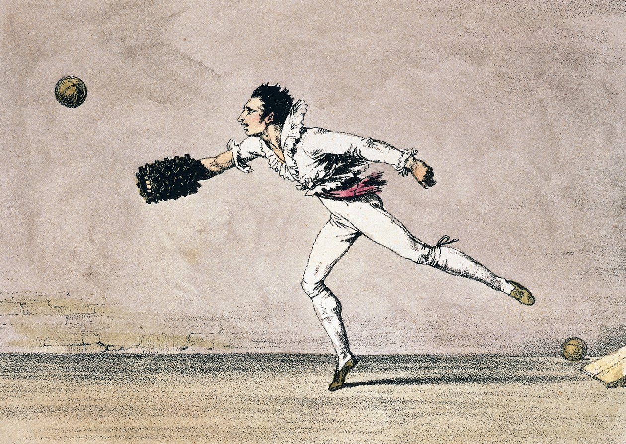 Bollspelet, av Antoine Jean-Baptiste Thomas (1791-1834), färglitografi från Ett år i Rom och dess omgivningar av Antoine Jean Baptiste Thomas