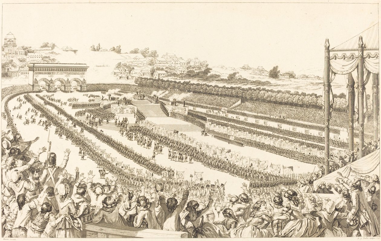 Federation Generale de Francais vid Champ de Mars den 14 juli 1790 av Antoine Jean Duclos after Charles Monnet
