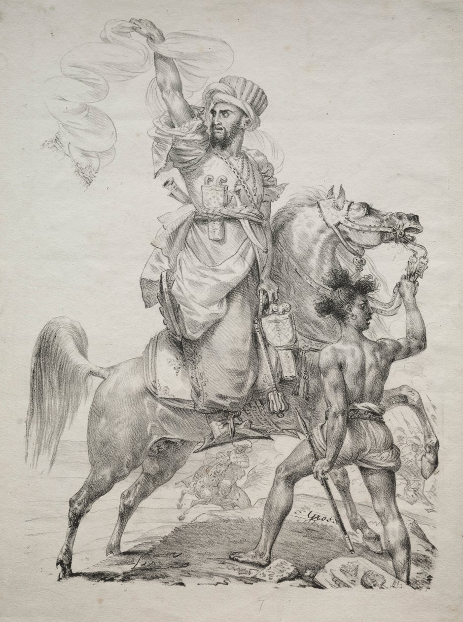 En Mameluke-hövding till häst som signalerade om hjälp, 1817. av Antoine Jean Gros