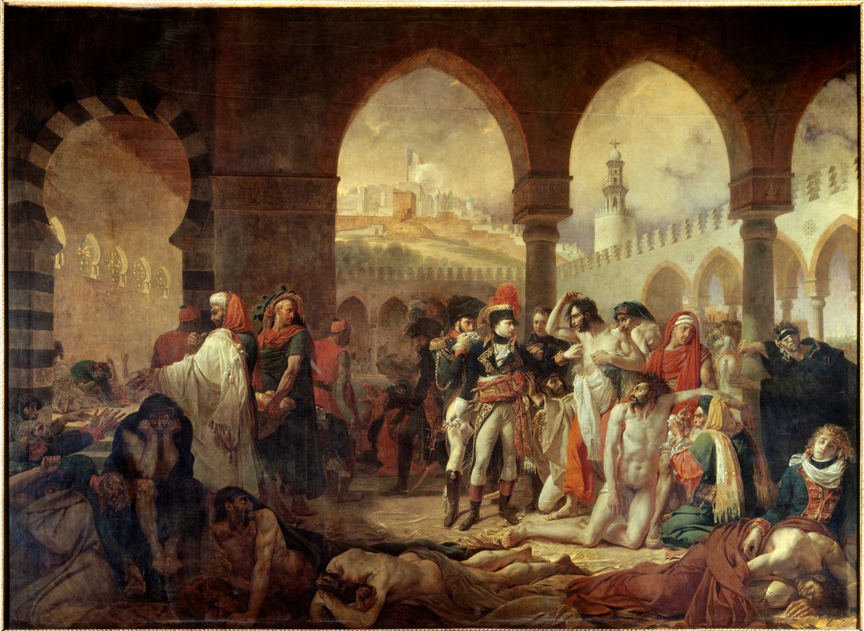 Campaign (Expedition) of Egypt (1798-1801): "" Napoleon Bonaparte (1769-1821) Visiting the Pestiferes of Jaffa on 11/03/1799"" Målning av Antoine Jean Gros (1771-1835) 1804 Sön. 5,23x7,15 m - Egyptens fälttåg (1798-1801): Napoleon Bonaparte (1798-1801) 6 av Antoine Jean Gros