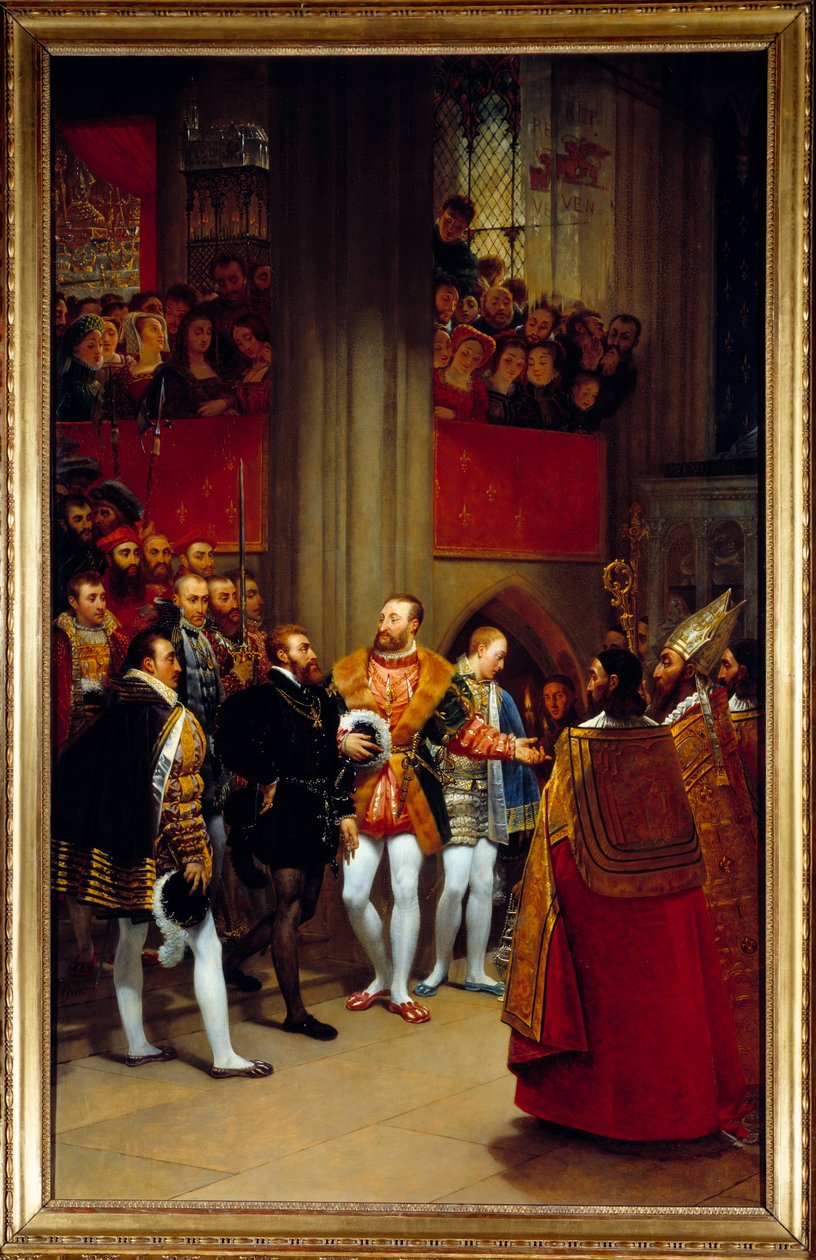 Karl V mottogs av Francois I i klostret Saint Denis 1540. Målning av Antoine Jean Gros (1771-1835) av Antoine Jean Gros