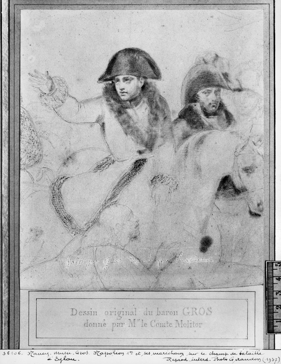 Napoleon på slagfältet vid Eylau, ca 1807-08 (pierre noire på papper) av Antoine Jean Gros