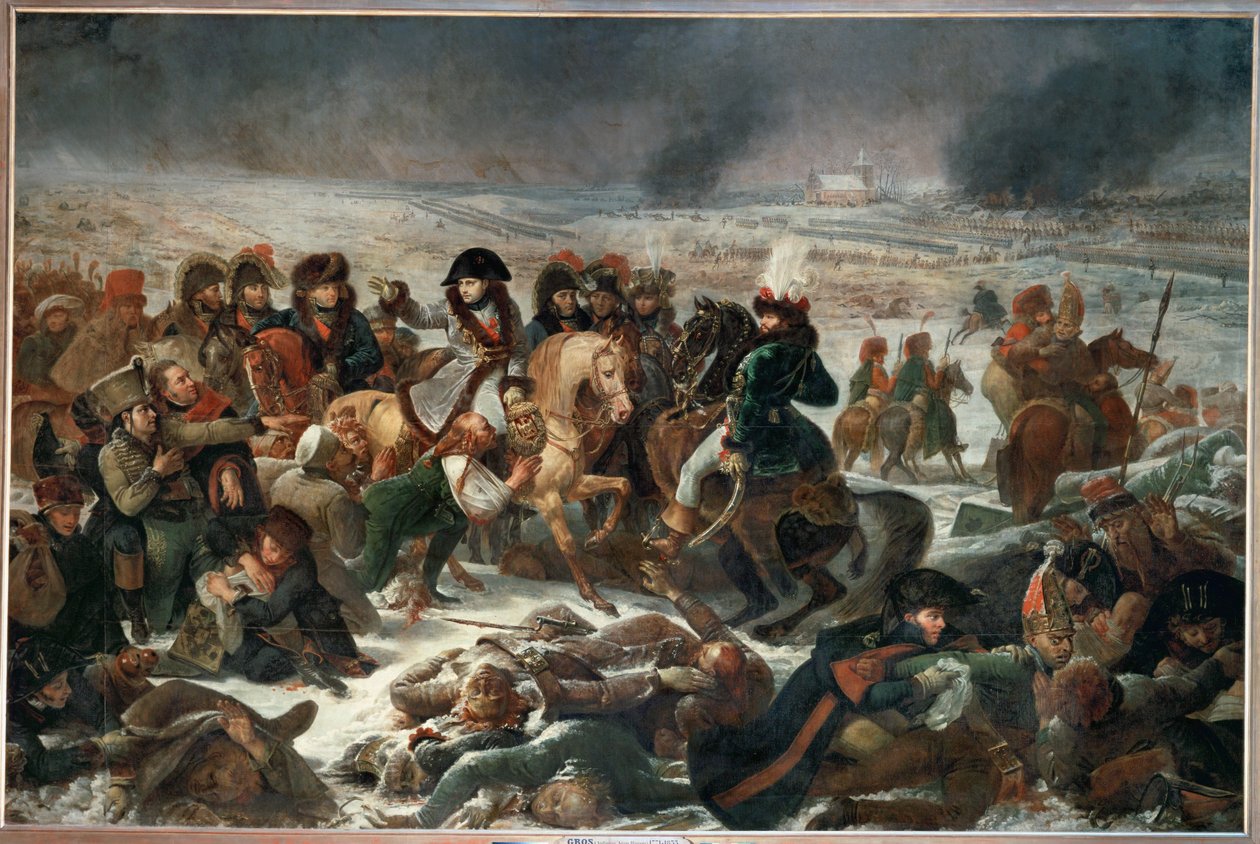 Napoleon på slagfältet vid Eylau, som den 9 februari 1807 vanns av de franska trupperna över ryssarna och preussarna... av Antoine Jean Gros