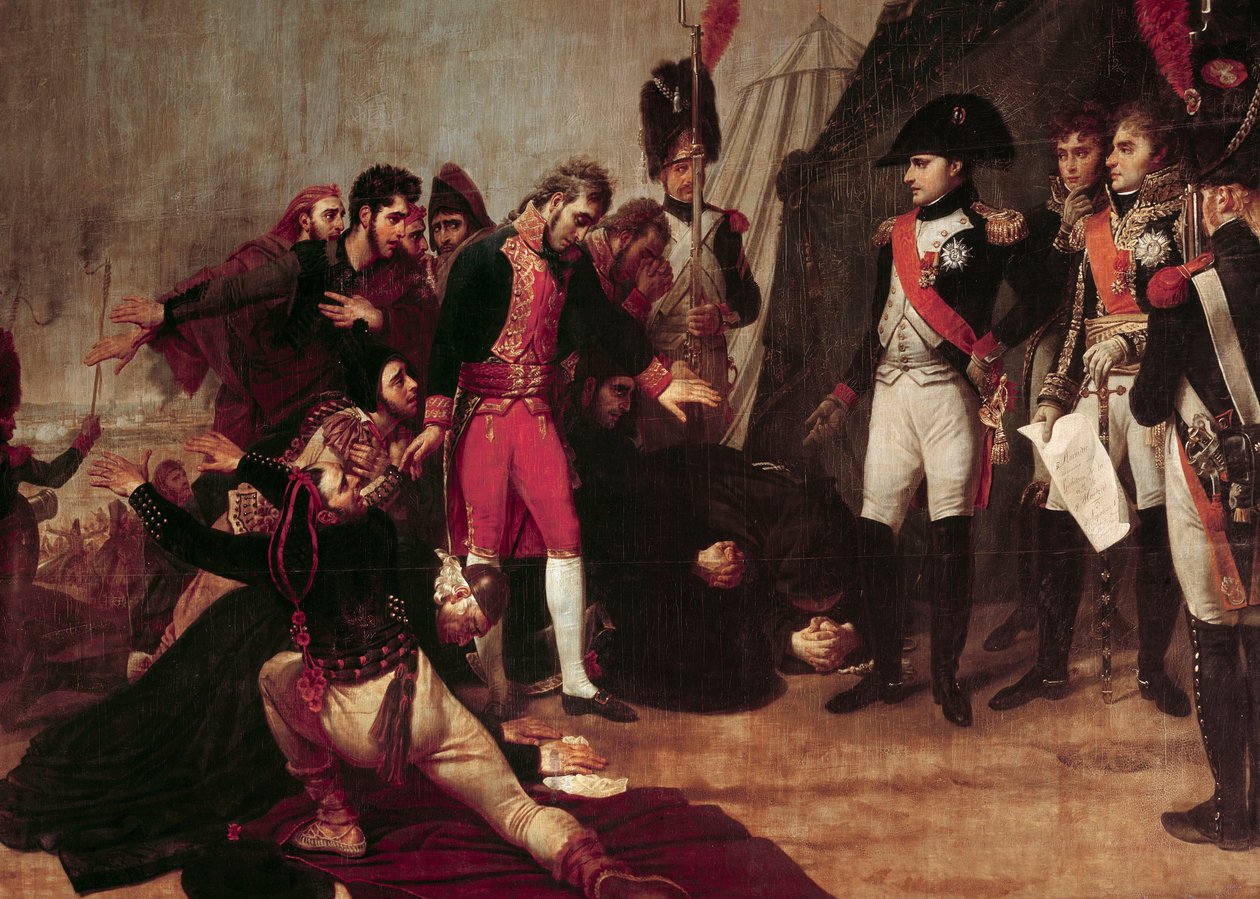 Madrids kapitulation. Napoleon I fick överlämnandet av Madrid den 4 december 1808 av Antoine Jean Gros