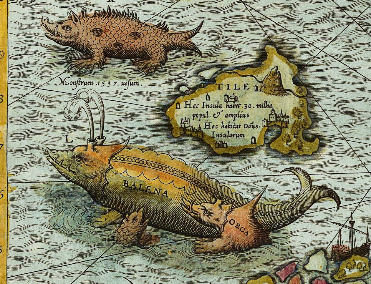 Detalj av en karta över havet (Carta marina) av Olaus Magnus (1490-1557) av Antoine Lafrery