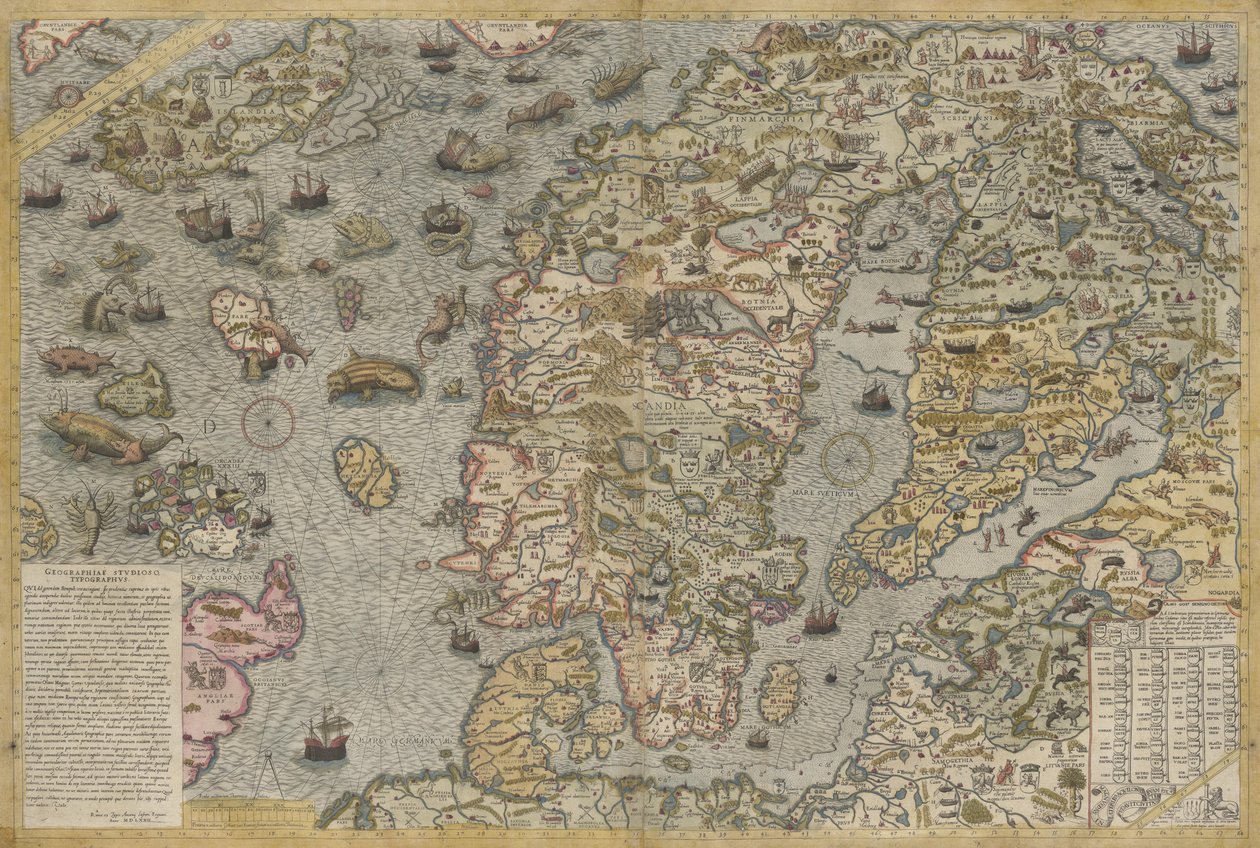 Karta över havet (Carta marina) av Olaus Magnus (1490-1557) av Antoine Lafrery