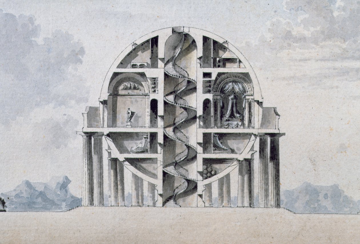 Design for a House for a Cosmopolite, 1783 (detalj) (se även 195241-195242, 196724-196726) av Antoine Laurent Thomas Vaudoyer