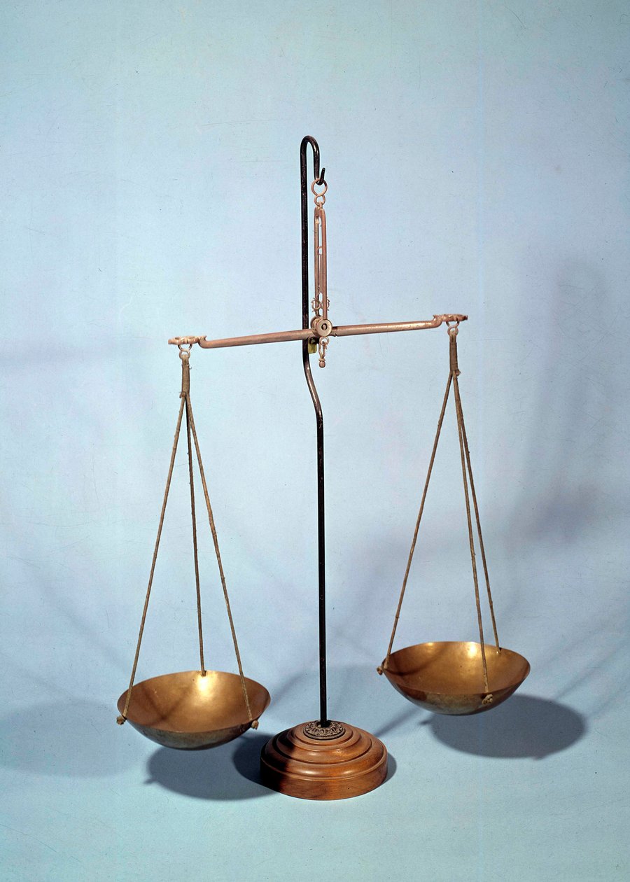Mätinstrument: balans av Antoine Louis Lavoisier (1746-1794), fransk kemist av Antoine Laurent de Lavoisier