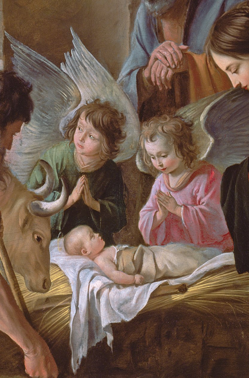The Adoration of the Shepherds, ca 1638 (detalj av 99414) av Antoine Le Nain