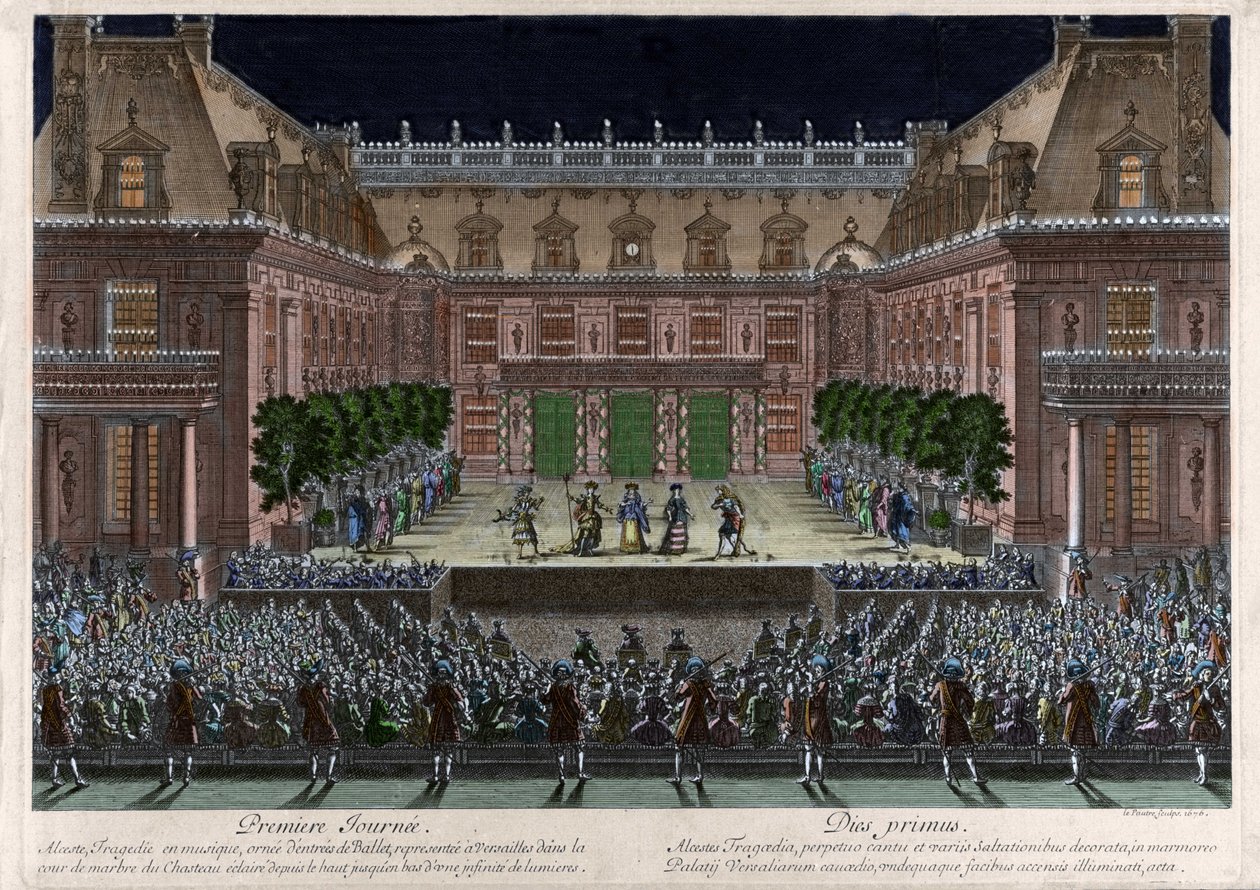Representation, på marmorgården till slottet i Versailles, d