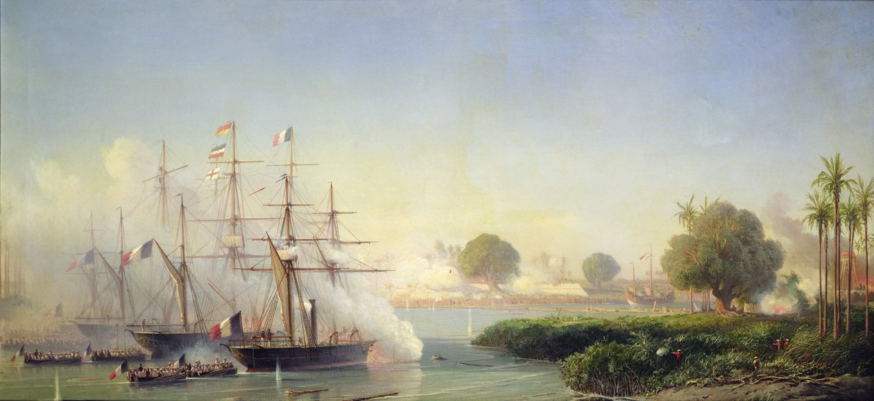 Rigault de Genouilly 中将によるサイゴン城塞の襲撃、2 月 17 日スウェーデン語 av Antoine Leon Morel Fatio