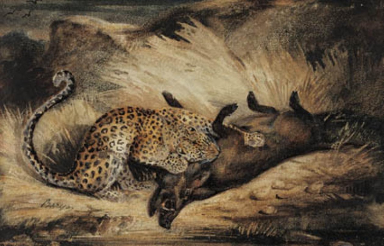 Leopard äter en galt. av Antoine Louis Barye