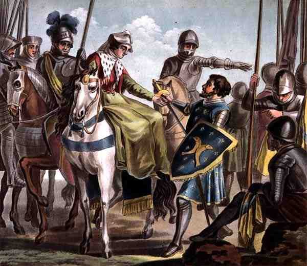Jeanne de Navarre (1271-1304) Tar greven av Bar fången, graverad av Jean Baptiste Morret (fl. 1790-1820) 1788 (färgad gravyr) av Antoine Louis Francois (after) Sergent Marceau