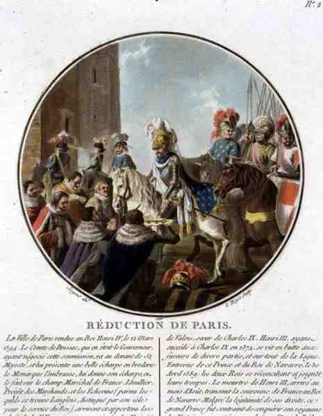 Fångsten av Paris 1594, graverad av Louis Roger av Antoine Louis Francois (after) Sergent Marceau