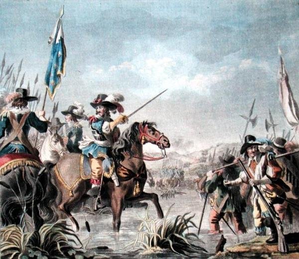 Victory of Staffarda (1690), graverad av Jean Baptiste Morret (fl.1790-1820) av Antoine Louis Francois (after) Sergent Marceau