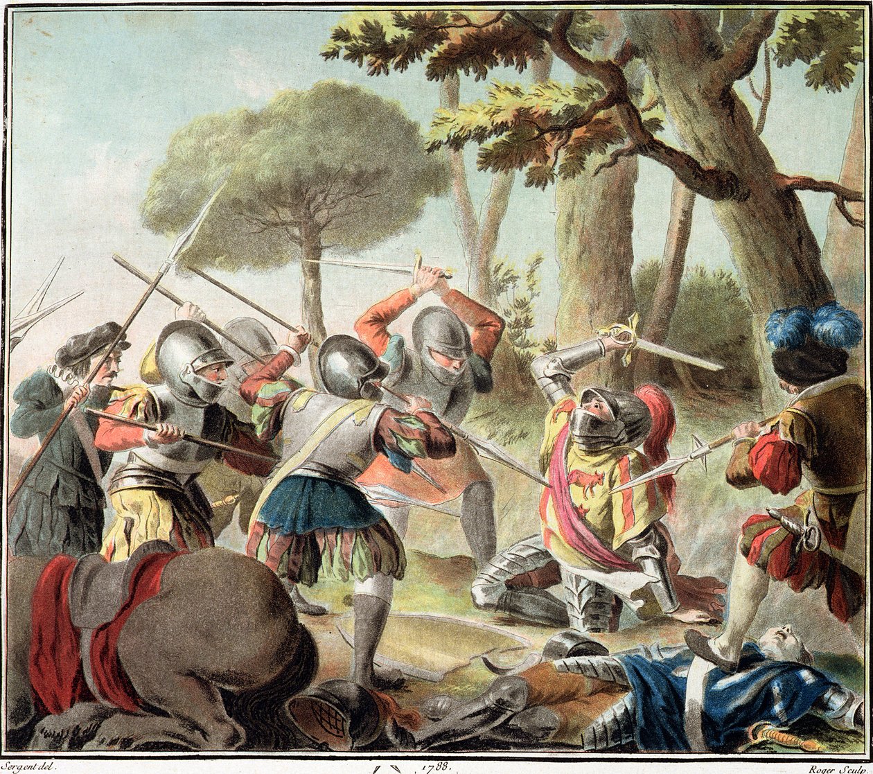 Gaston de Foix (1488-1512) Dräpt i slaget vid Ravenna, graverad av Roger, 1788 av Antoine Louis Francois Sergent Marceau
