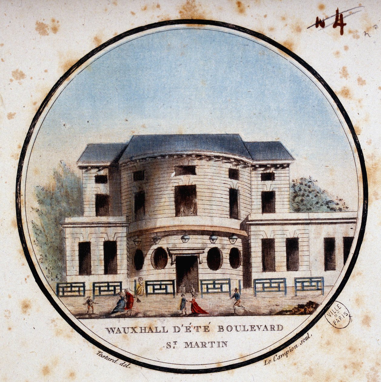 Halle aux calves, boulevard Saint Martin. I prittoresque utsikt över huvudbyggnaderna i Paris av sergeant av Antoine Louis Francois Sergent Marceau
