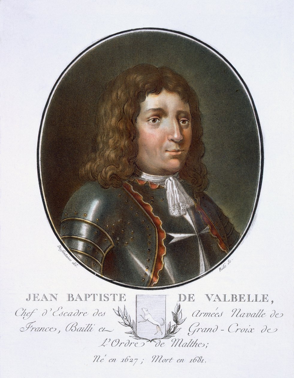 Jean Baptiste de Valbelle, från "Porträtt av stora män, berömda kvinnor och minnesvärda ämnen i Frankrike, graverade och tryckta i färg", utgiven av Pierre Blin, 1786-92, Paris (färggravi av Antoine Louis Francois Sergent Marceau