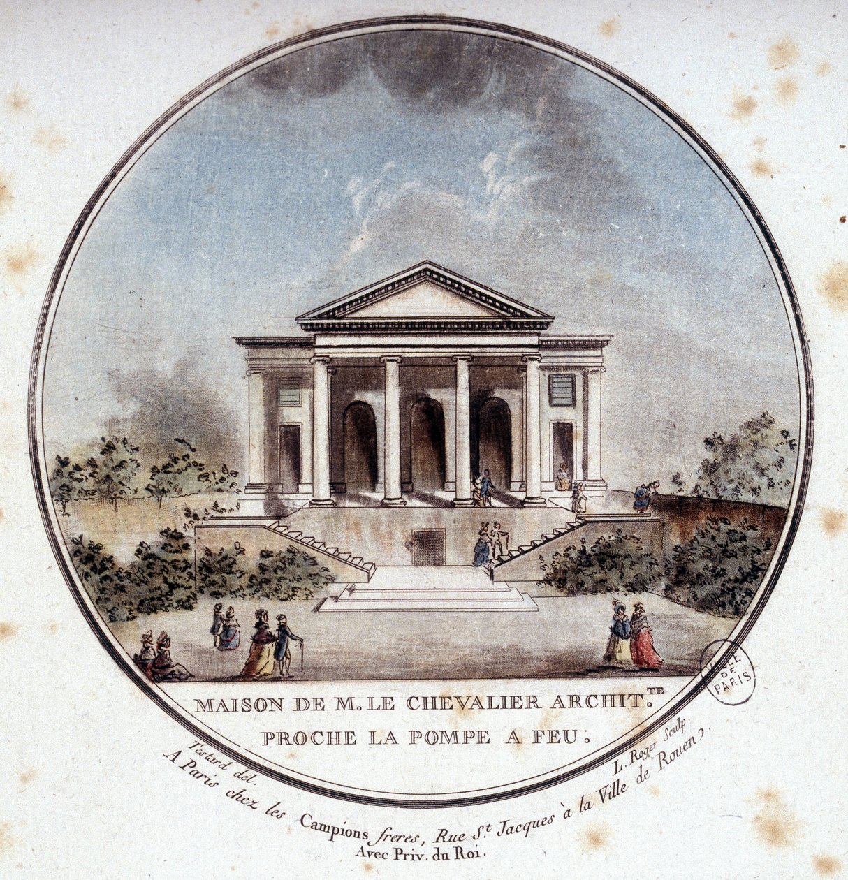 House of Monsieur le Chevalier, arkitekt, Paris. I pristoresque utsikt över huvudbyggnaderna i Paris av sergeant av Antoine Louis Francois Sergent Marceau