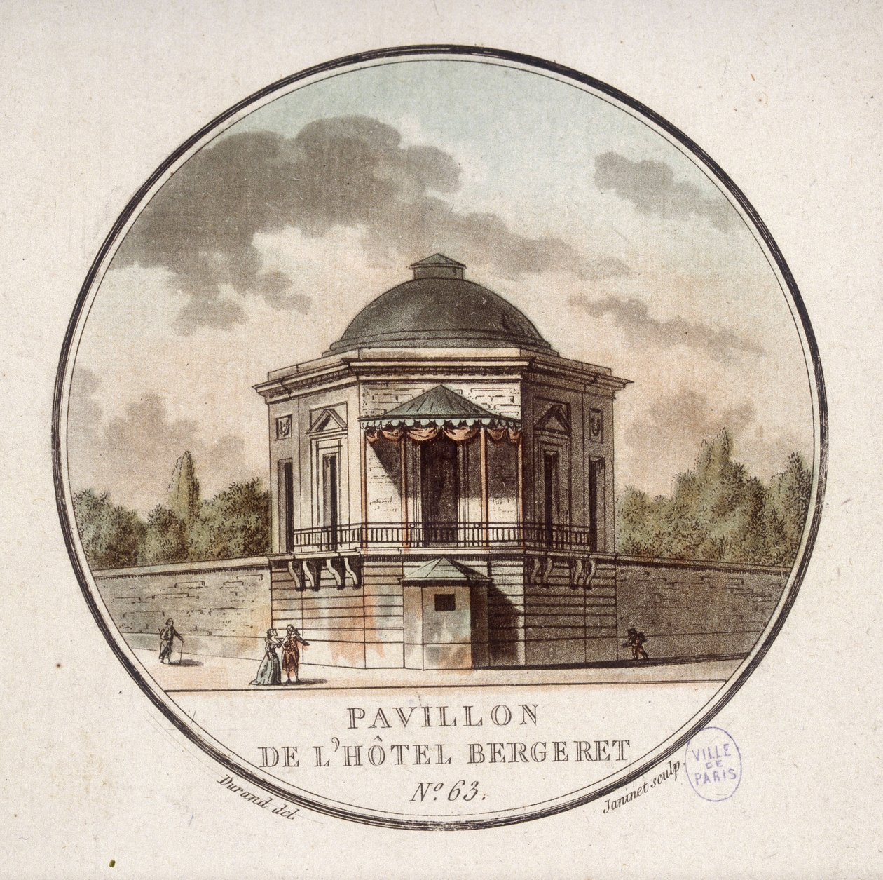 Paviljong av Hotel Bergeret, Paris. I prittoresque utsikt över huvudbyggnaderna i Paris av sergeant av Antoine Louis Francois Sergent Marceau