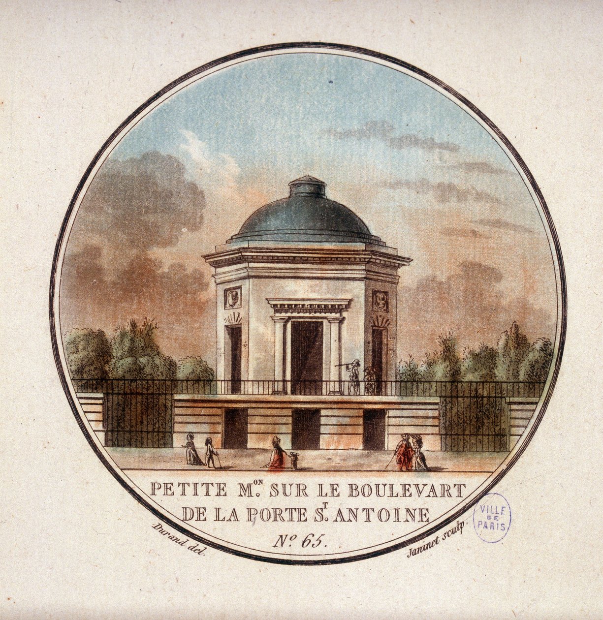 Litet hus på boulevarden i Porte Saint Antoine. I pittoresque utsikt över huvudbyggnaderna i Paris av sergeant av Antoine Louis Francois Sergent Marceau