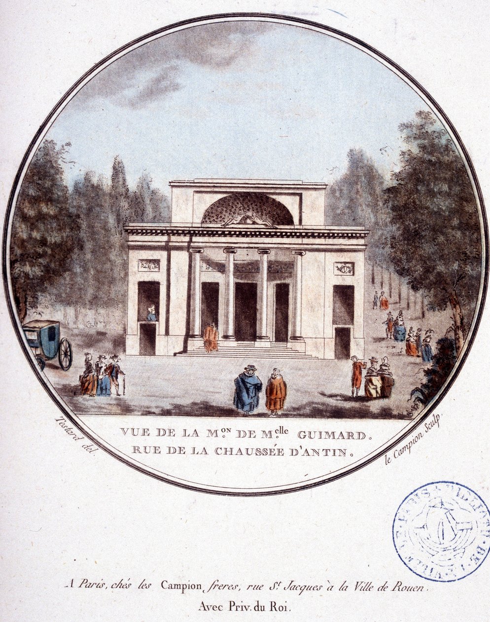 Utsikt över Mademoiselle Guimards hus, rue de la chaussée d