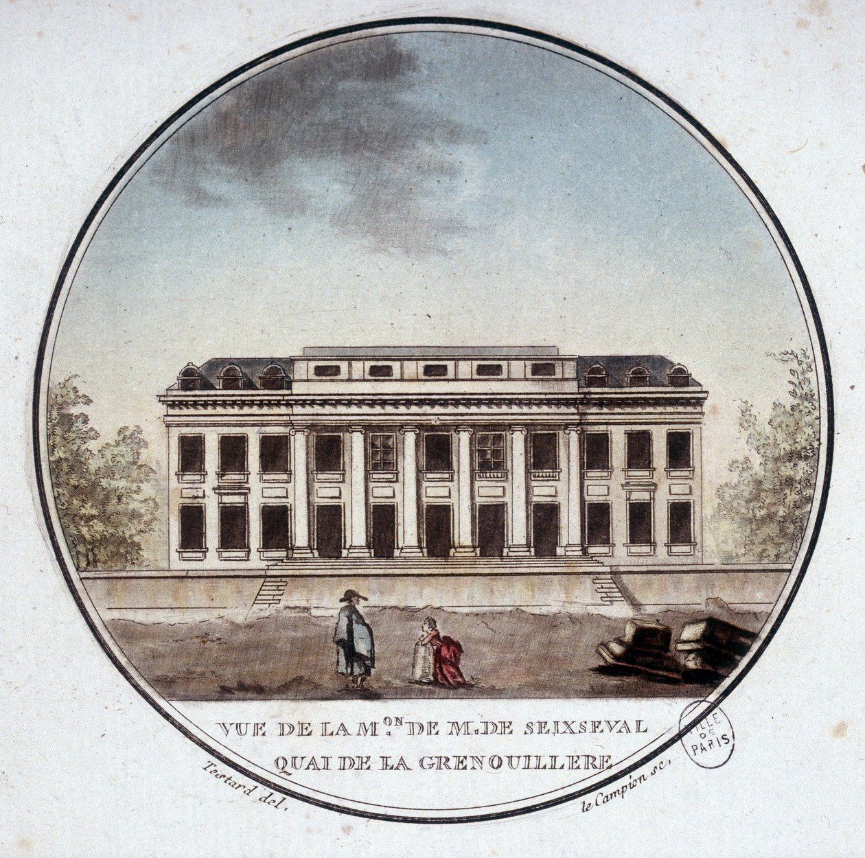 Utsikt över Monsieur de Seixsevals hus, quai de la grenouillère i Paris (nu quai d