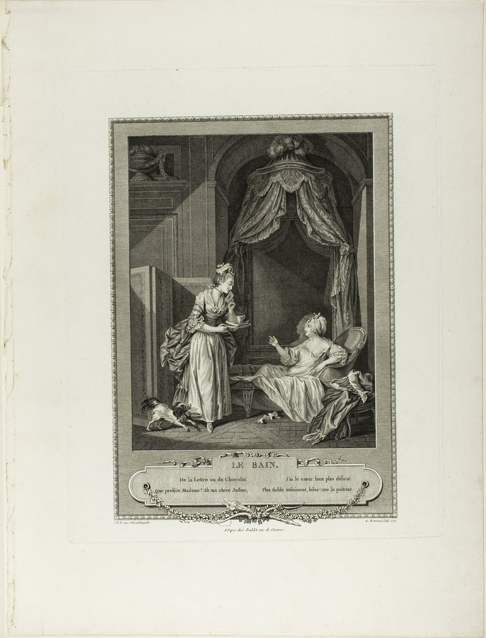 Badet, från Monument du Costume Physique et Moral de la fin du Dix-huitième siècle av Antoine Louis Romanet