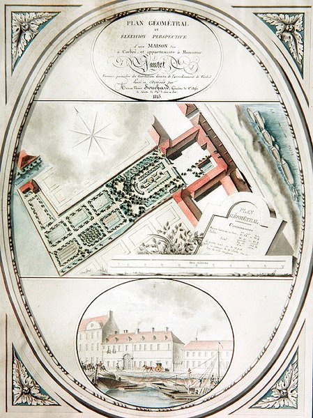Plan över M. Pantets hus och trädgård av Antoine Marie Souchard