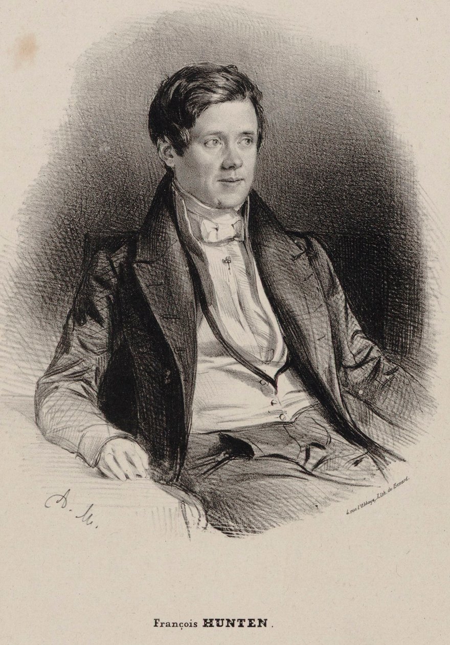 Porträtt av pianisten och kompositören Franz Hünten 1793-1878. av Antoine Maurin