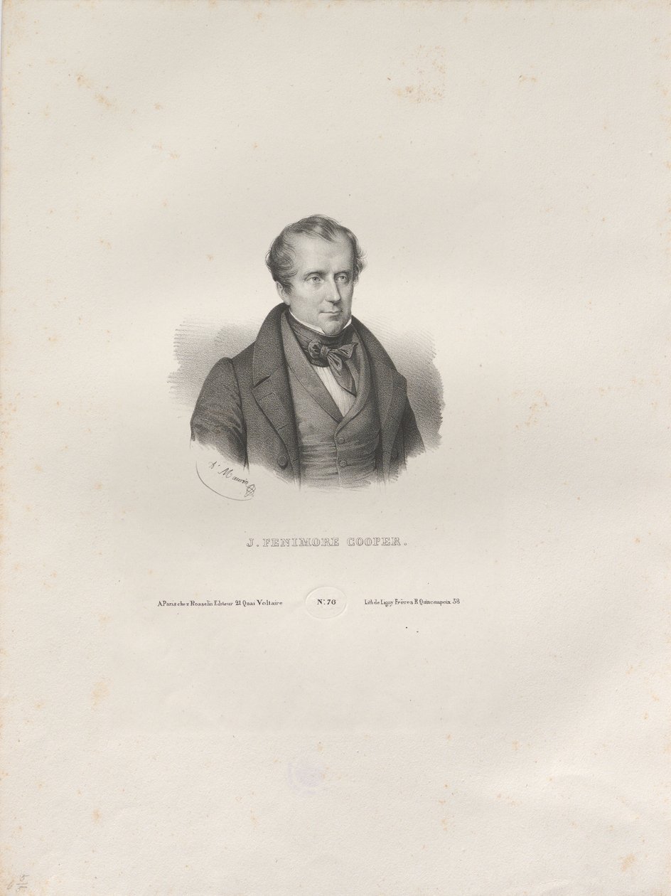 Porträtt av författaren James Fenimore Cooper 1789-1851, ca. 1840. av Antoine Maurin