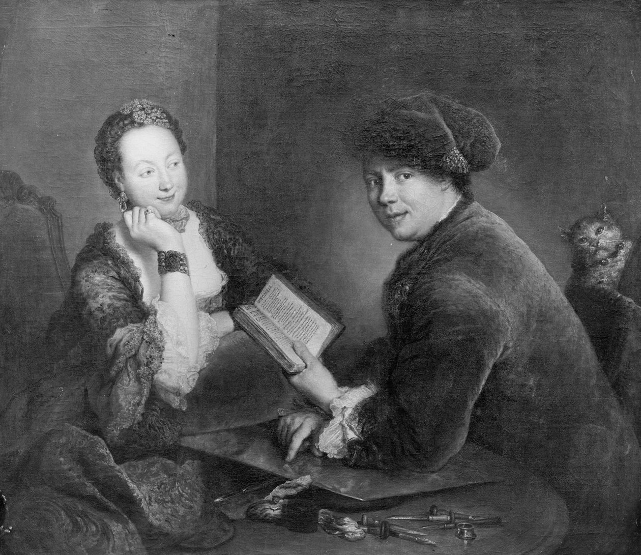 Porträtt av kopparstickaren Georg Friedrich Schmidt och hans hustru Dorothea Luise, född Videbant av Antoine Pesne