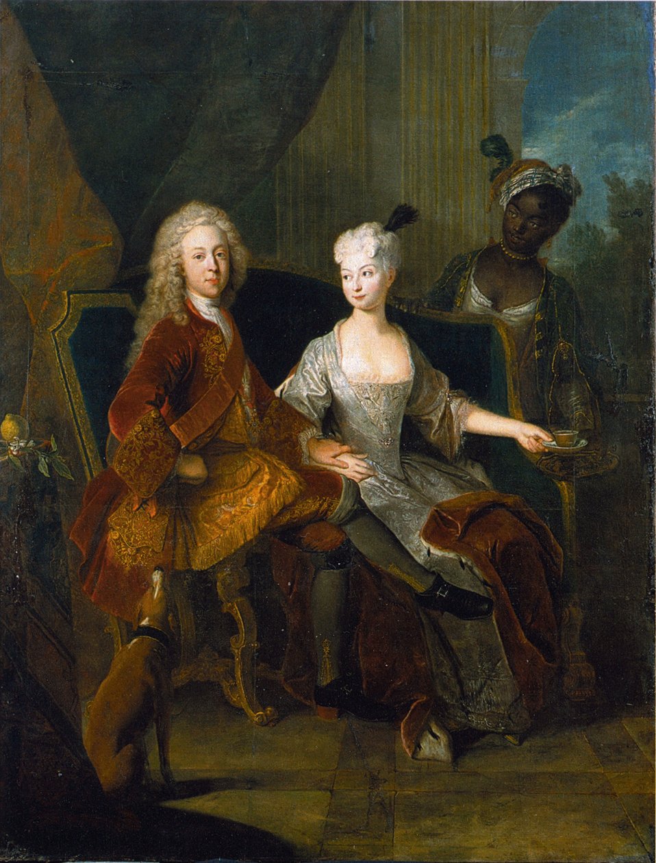 Tyska: Arvprins Friedrich Ludwig av Württemberg (1698-1731) med sin hustru Henriette Marie av Brandenburg-Schwedt (1702-1782) Porträtt av arvprins Friedrich Ludwig av Württemberg och hans hustru Henriette Marie av Brandenburg-Schwedt av Antoine Pesne