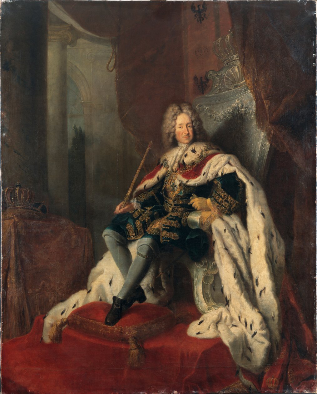Kung Fredrik I på silvertronen, ca 1712. av Antoine Pesne
