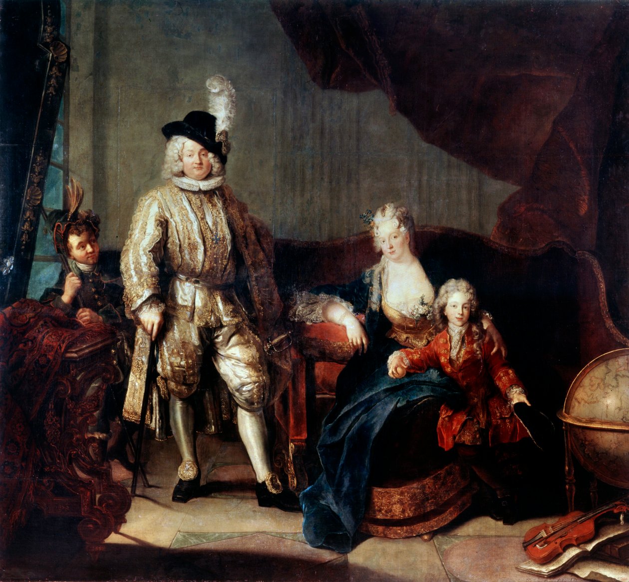 Porträtt av baron von Erlach med hans familj, c1710 av Antoine Pesne