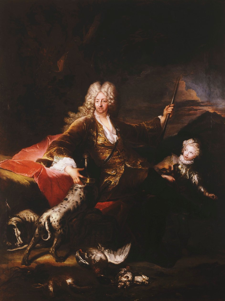 Porträtt av Marchese Paolo Corbelli, i full längd, sittande på en bank vid kanten av ett skogsområde, 1709 av Antoine Pesne
