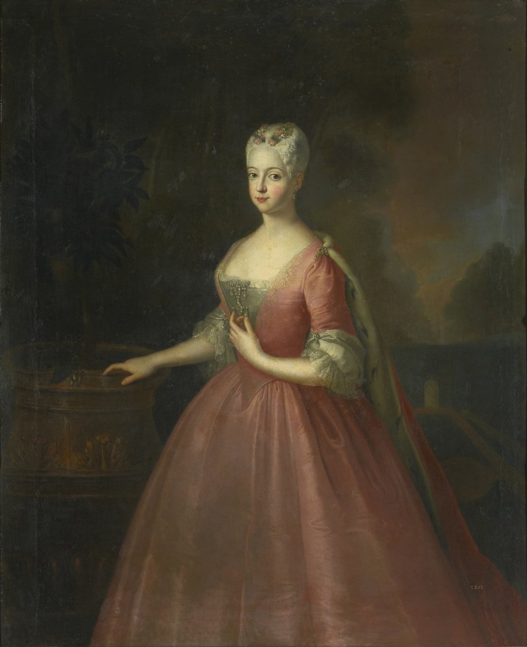 Porträtt av prinsessan Friederike Luise av Preussen 1714-1784, markgrevin av Brandenburg-Ansbach av Antoine Pesne School