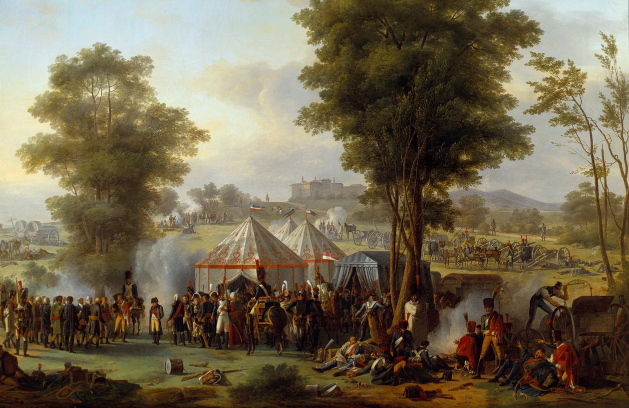 Bivack av kejsar Napoleon I (1769-1821) nära slottet Ebersberg i Österrike 1809-05-04 Målning av Antoine Pierre Mongin (1761-1827) 1810 sön. 1,35x2,03m. av Antoine Pierre Mongin